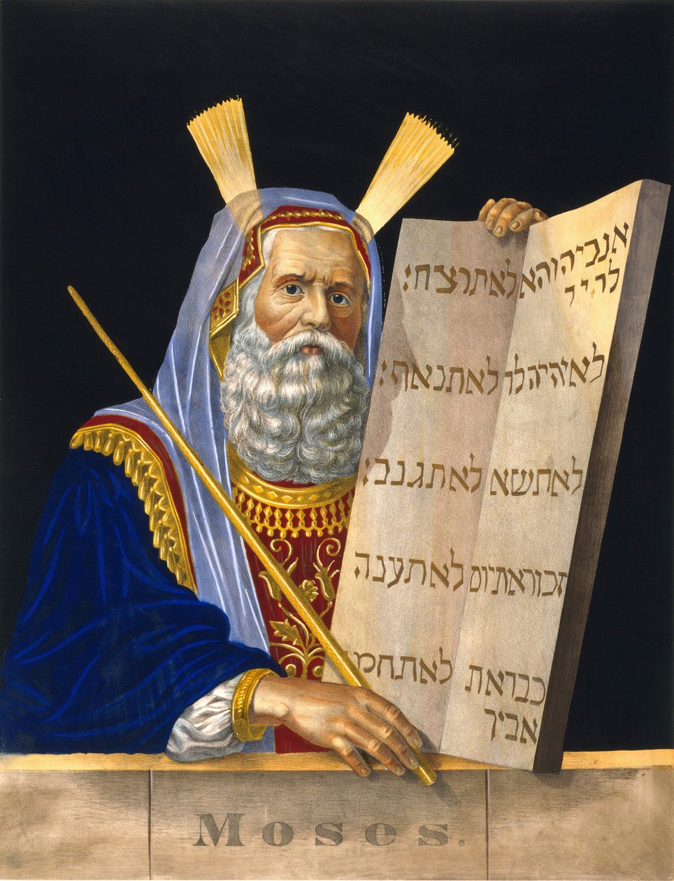 Moses håller i lagens bord - sjuk. av H. Schile av H. Schile