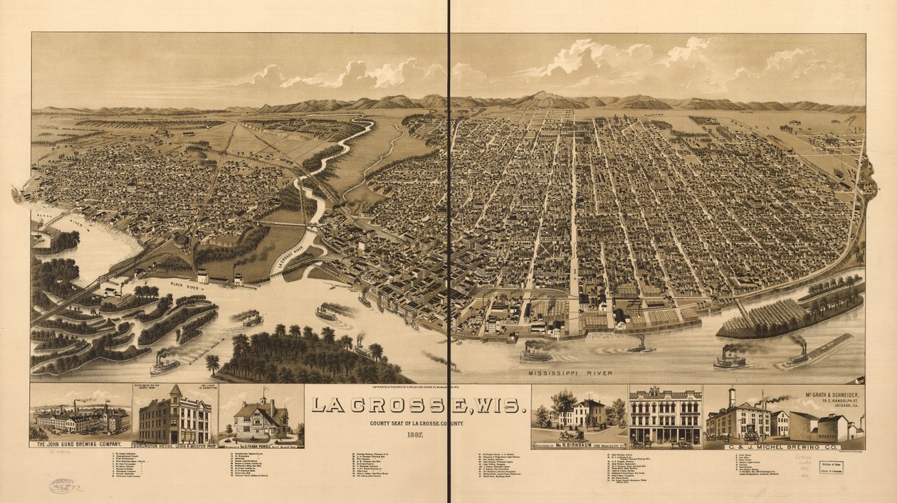 La Crosse, Wis., länssäte i La Crosse County 1887 av H. Wellge