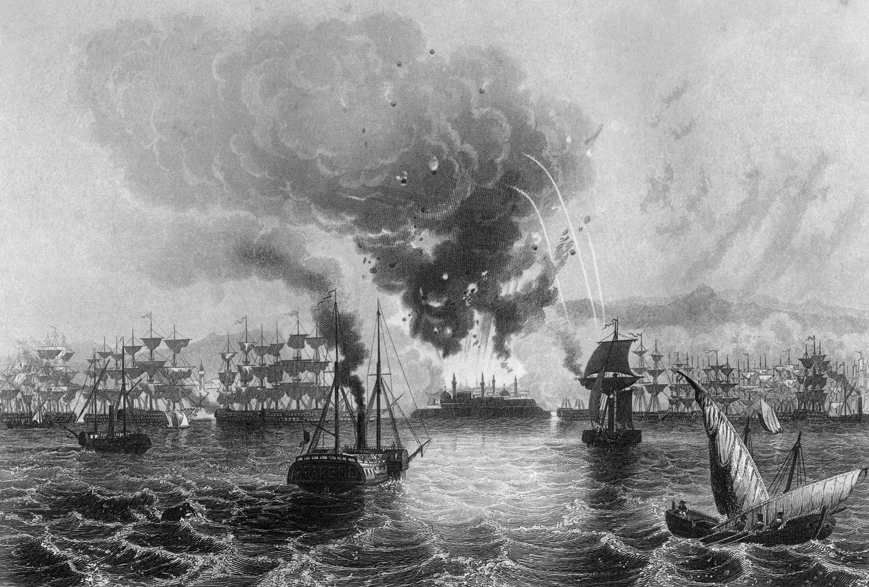 Bombardement av St Jean DAcre av amiral Sir Charles Napier, 3 november 1840 c1857. av H. Winkles