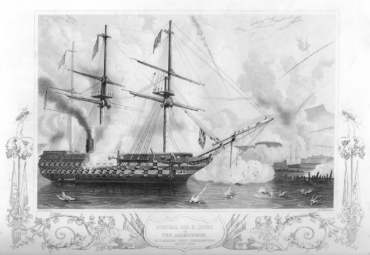 HMS Agamemnon attackerar Fort Constantine, 1854 1857. av H. Winkles