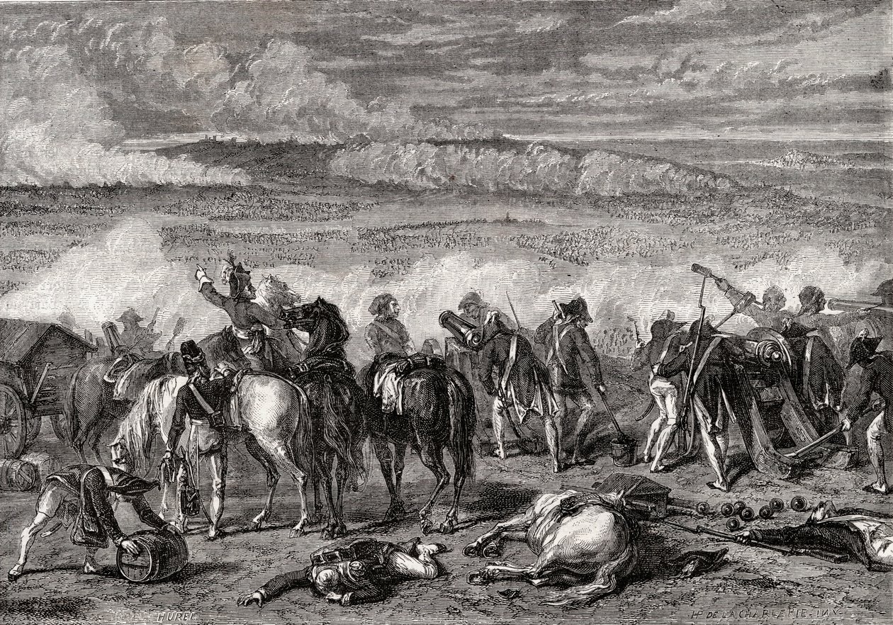 Slaget vid Jemappes, 6 november 1792, graverat av Alexandre Hurel av H. de la Charlerie