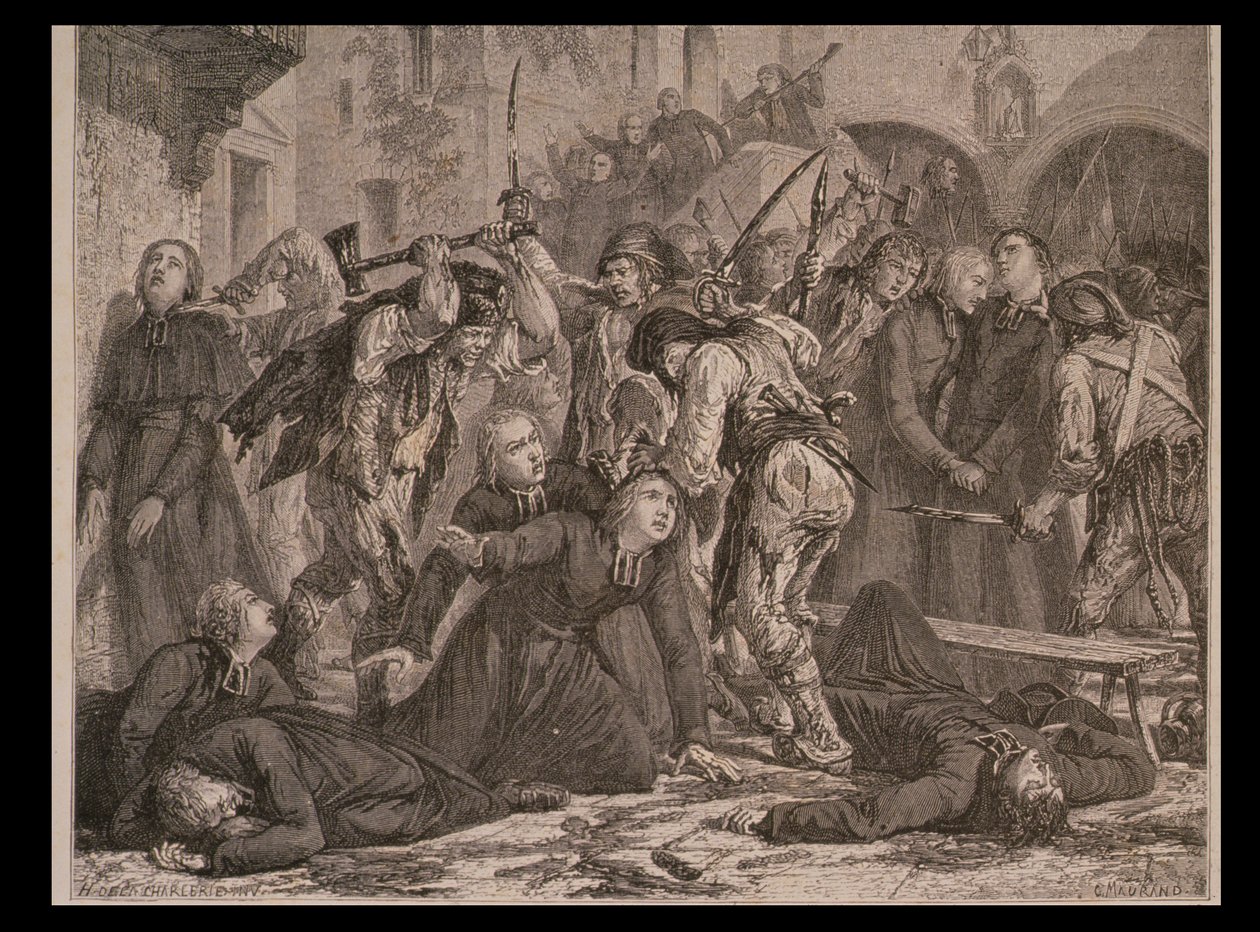 Prästmassakern i september 1792, graverad av Charles Maurand av H. de la Charlerie
