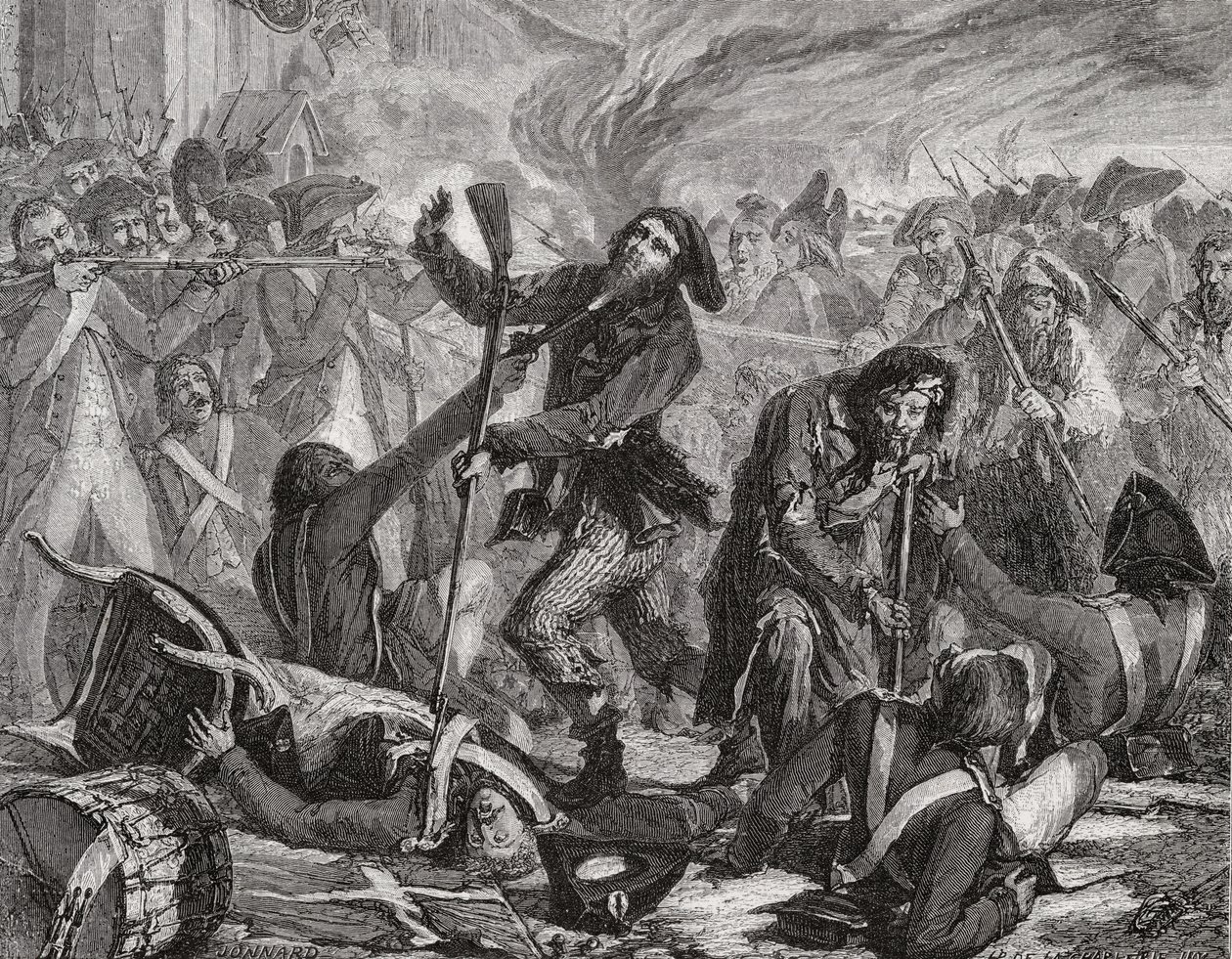 Det schweiziska gardets massaker, 10 augusti 1792 av H. de la Charlerie