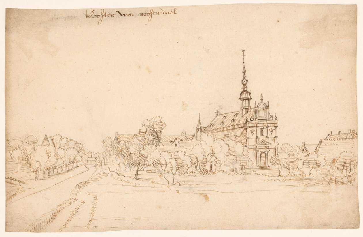 Klostret Roosendael i Walem, mellan träd av H. van Wel (attributed to)