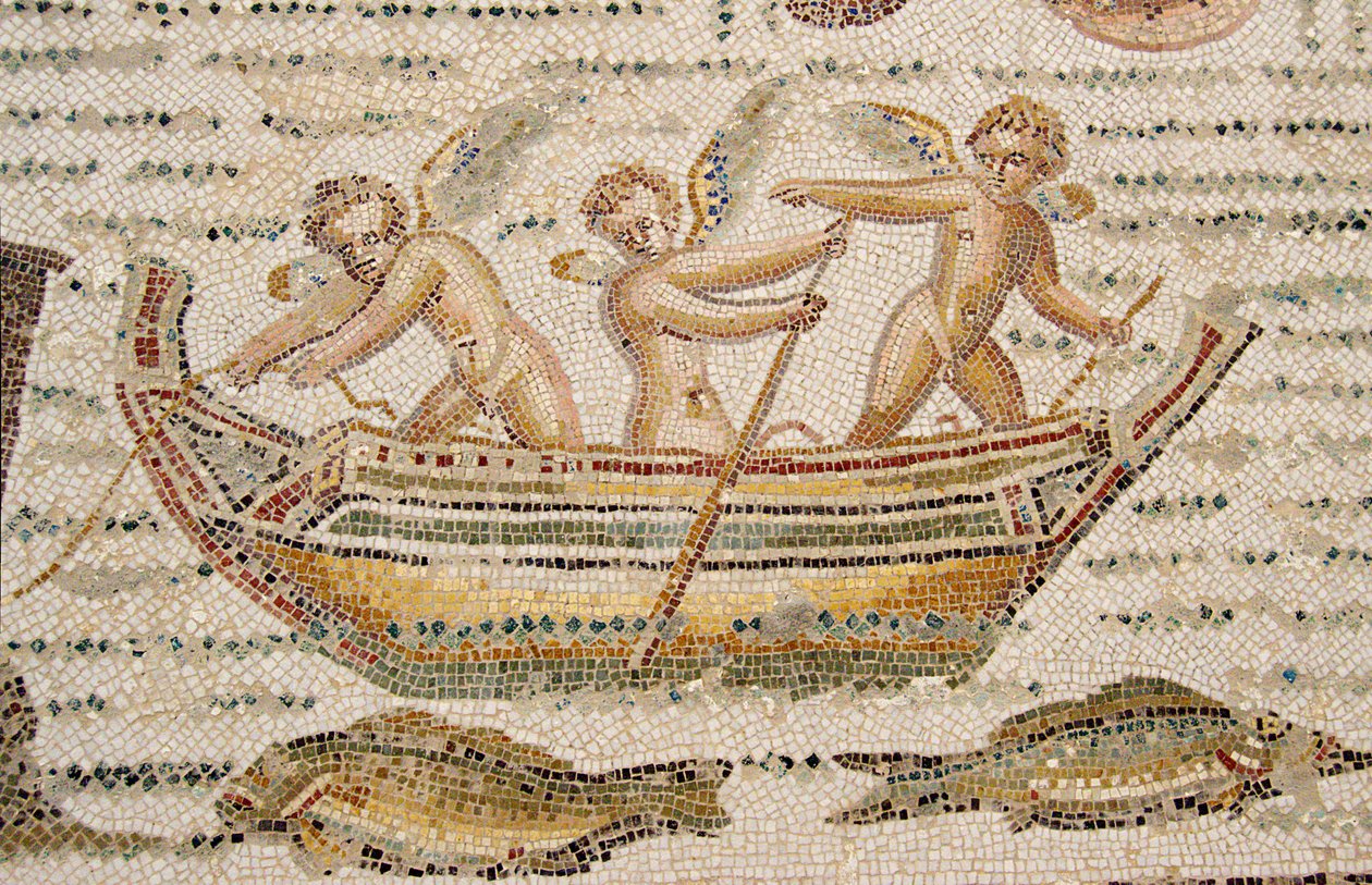 Romersk mosaik på Lamta arkeologiska museum av Habib M’henni