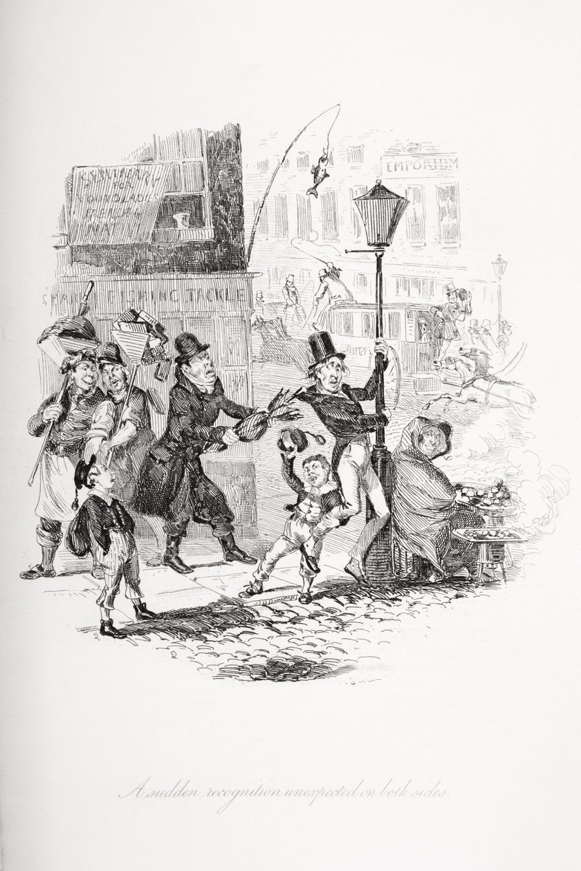 Ett plötsligt erkännande oväntat på båda sidor, illustration från `Nicholas Nickleby