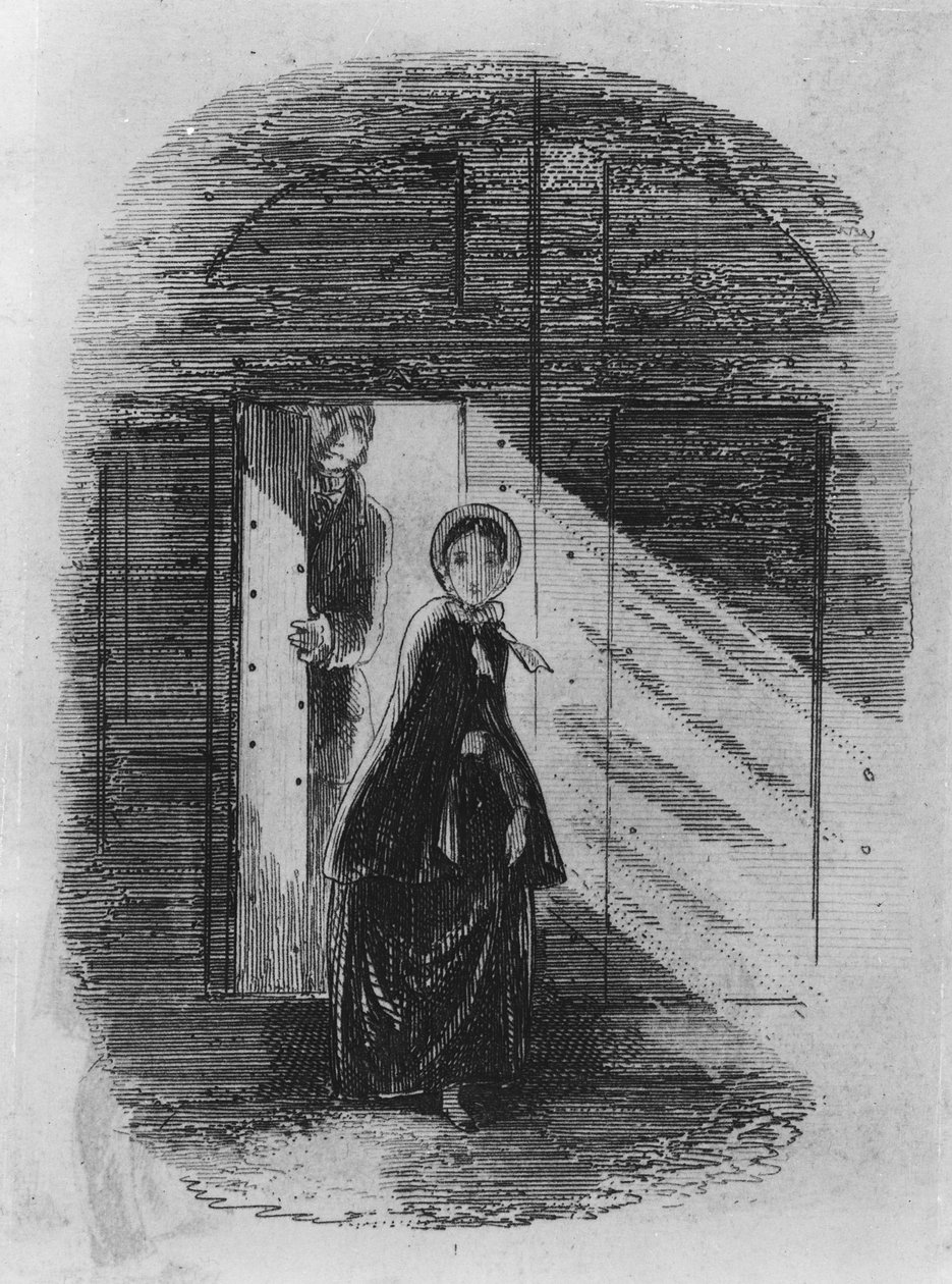 Detalj av Amy Dorrit från frontispicen till "Little Dorrit" av Charles Dickens (detalj av 394268) av Hablot Knight Browne