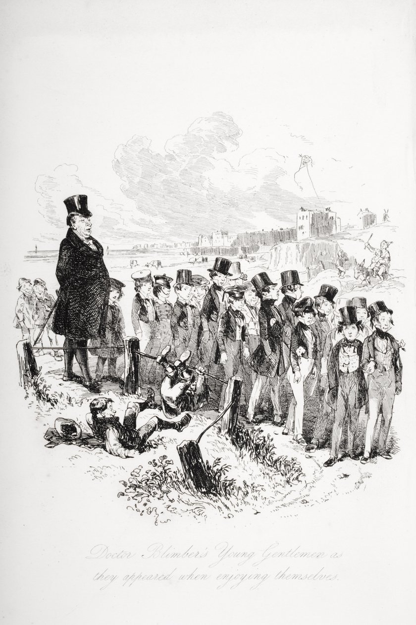 Doktor Blimbers unga herrar som de såg ut när de roade sig, illustration från "Dombey and Son" av Charles Dickens (1812-70) publicerad första gången 1848 av Hablot Knight Browne