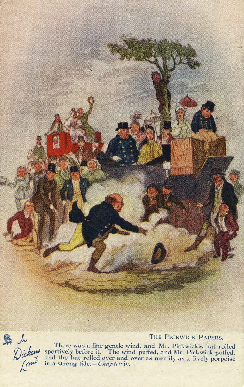 In Dickens Land - The Pickwick Papers Postcard, c.1905 av Hablot Knight Browne