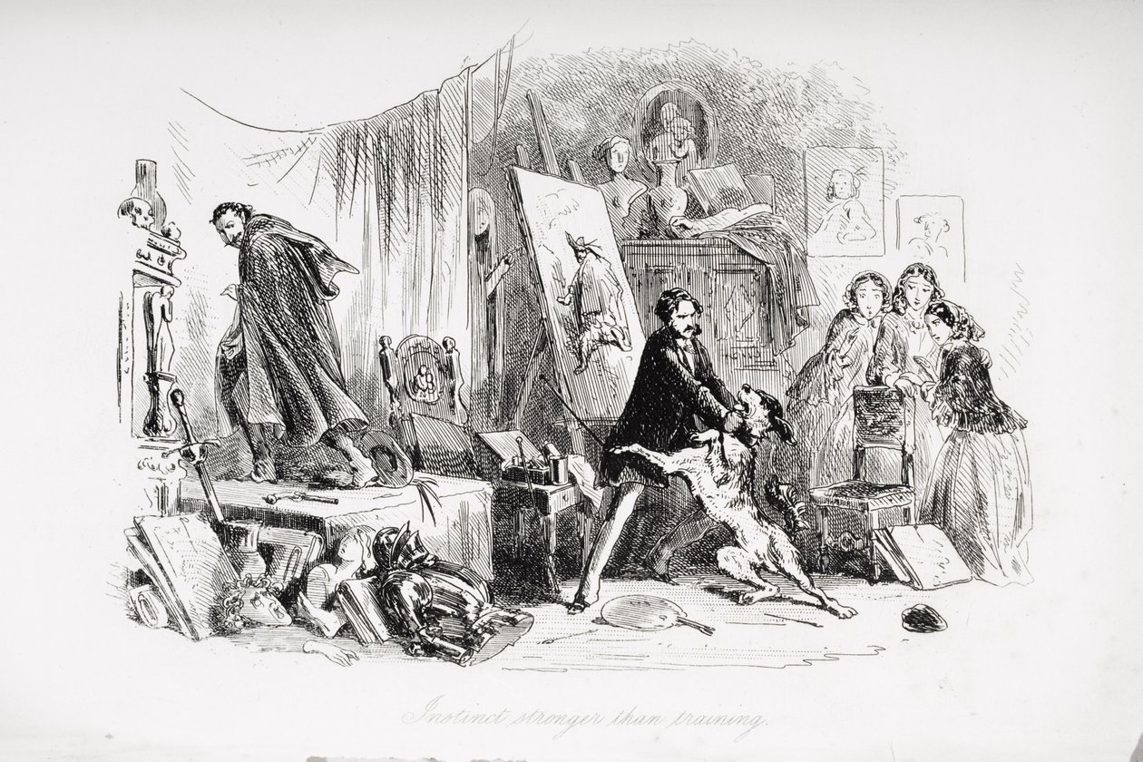 Instinkt starkare än träning, illustration från "Little Dorrit" av Charles Dickens (1812-70) publicerad första gången 1857 av Hablot Knight Browne