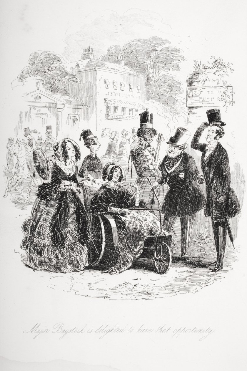 Major Bagstock är glad över att få den möjligheten, illustration från "Dombey and Son" av Charles Dickens (1812-70) publicerad först 1848 av Hablot Knight Browne