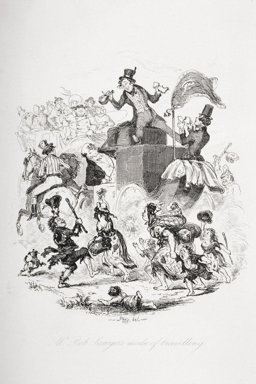 Mr. Bob Sawyers sätt att resa, illustration från `The Pickwick Papers