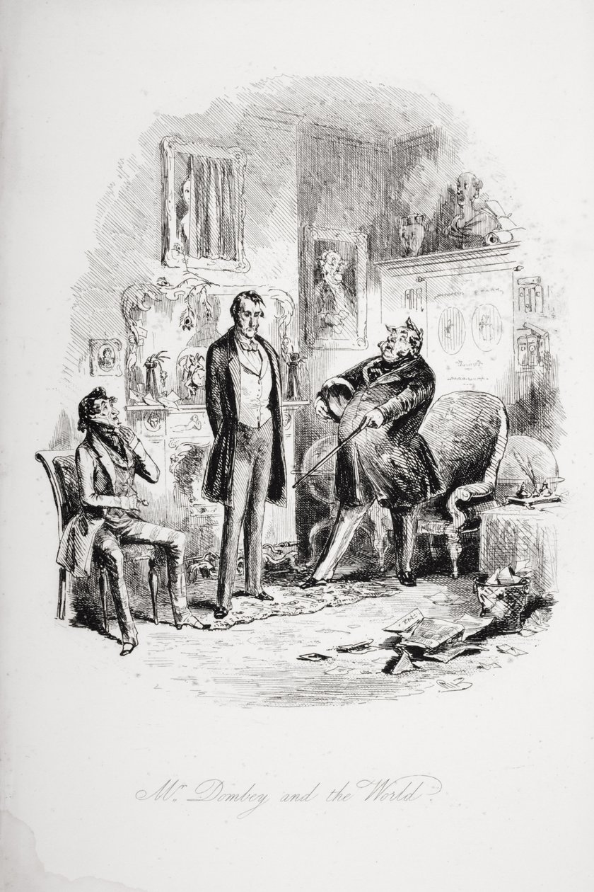 Mr Dombey och världen, illustration från "Dombey and Son" av Charles Dickens (1812-70), första gången publicerad 1848. av Hablot Knight Browne