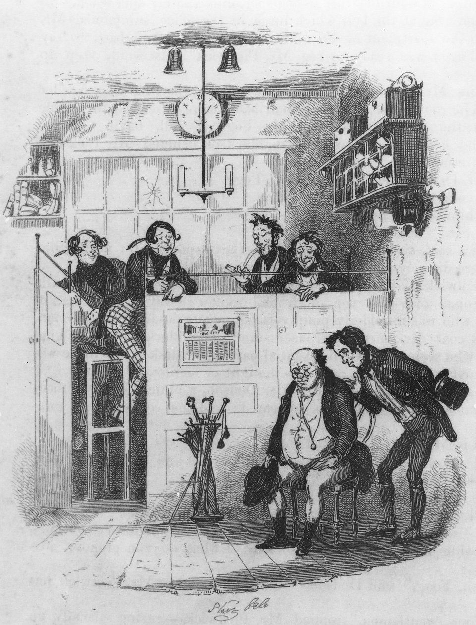 Mr. Pickwick och Sam på advokatens kontor, illustration från 