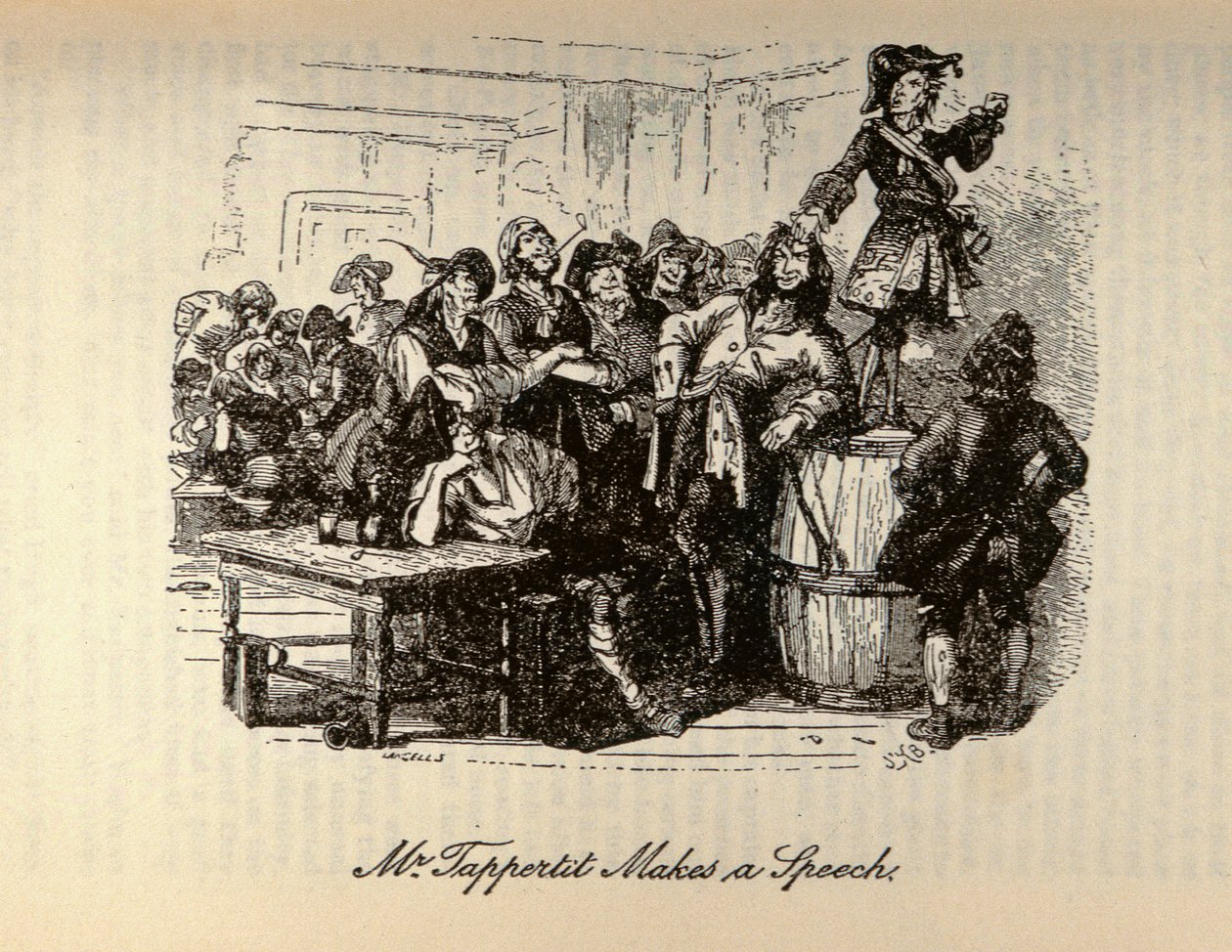 "Mr Tappertit gör ett tal", från "Barnaby Rudge" av Charles Dickens (1812-70) av Hablot Knight Browne