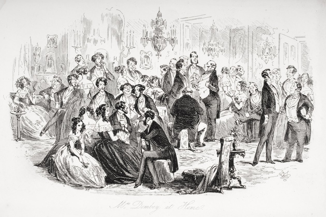 Mrs Dombey hemma, illustration från "Dombey and Son" av Charles Dickens (1812-70), första gången publicerad 1848. av Hablot Knight Browne