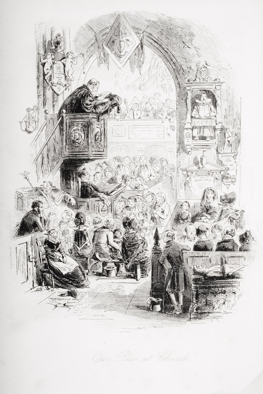 Vår bänk i kyrkan, illustration från 