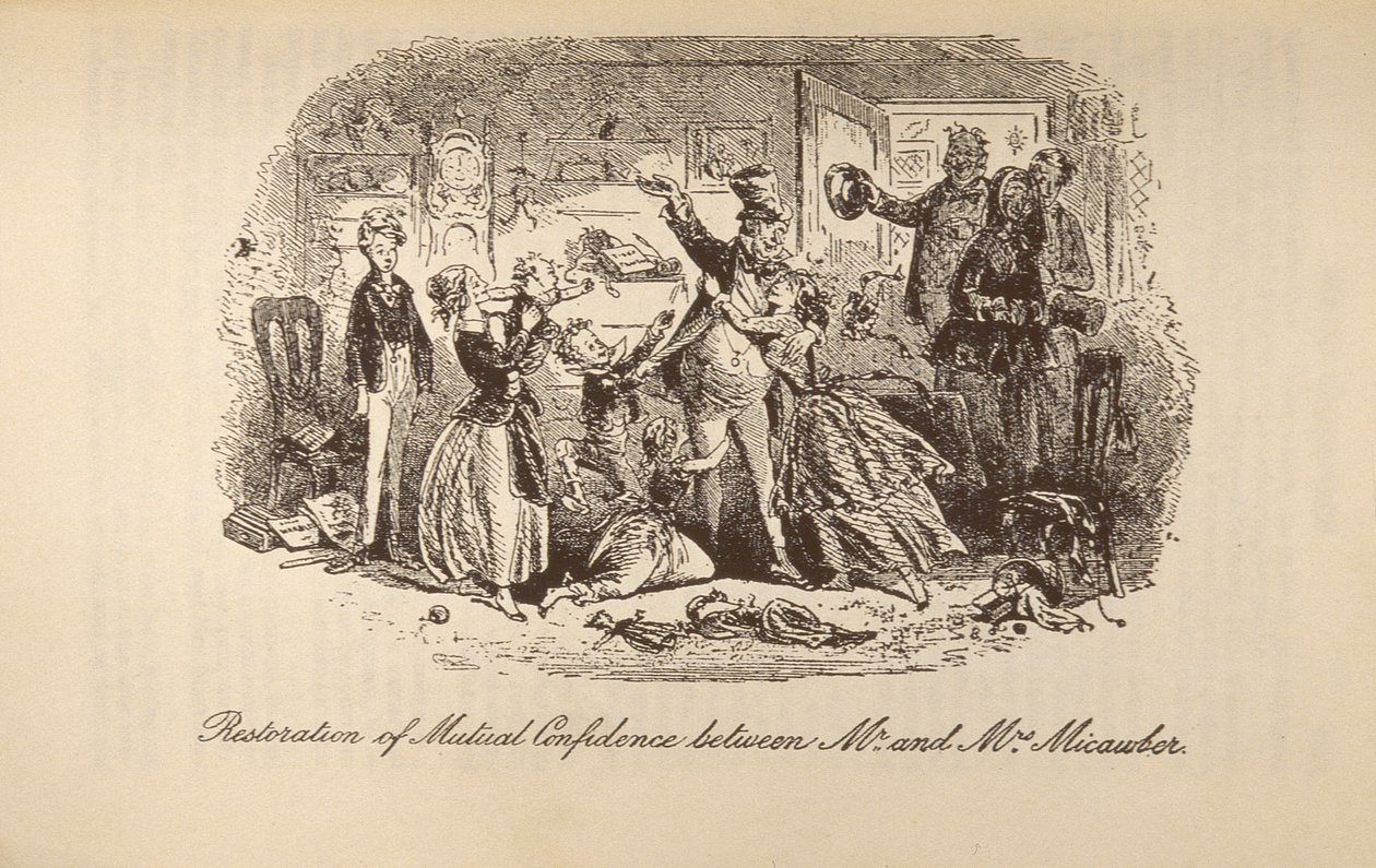 "Restoration of Mutual Confidence Between Mr and Mrs Micawber", från "David Copperfield" av Charles Dickens (1812-70) av Hablot Knight Browne