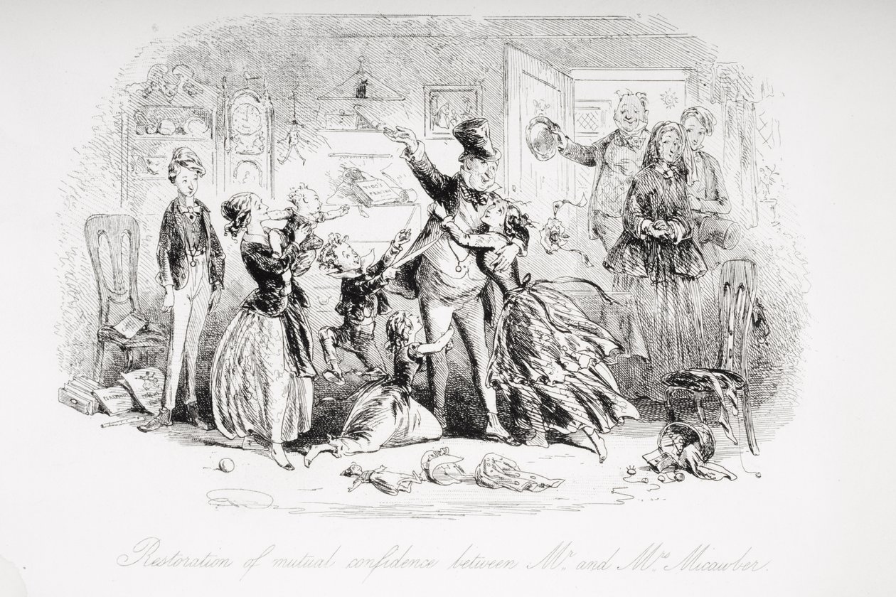 Återställande av ömsesidigt förtroende mellan Mr. och Mrs. Micawber, illustration från 