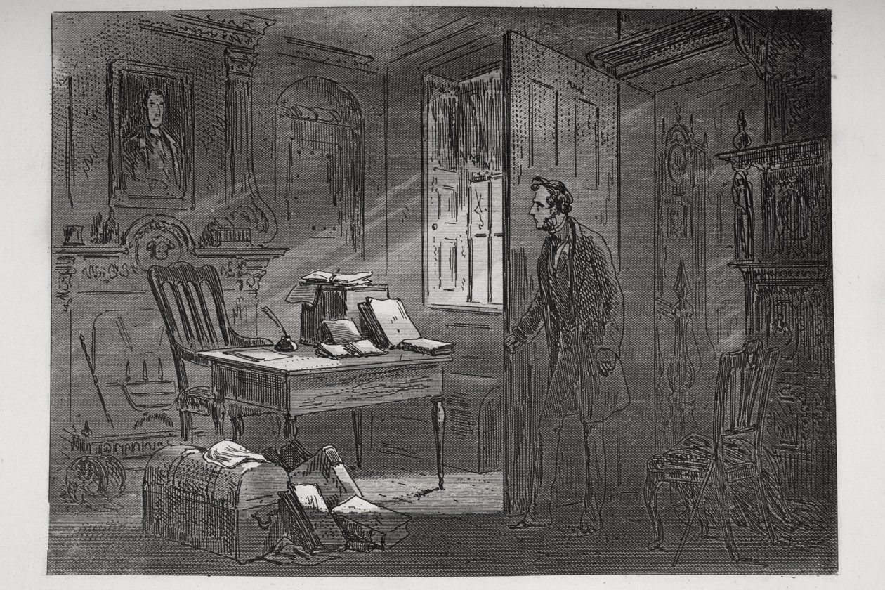 Rummet med porträttet, illustration från "Lilla Dorrit" av Charles Dickens (1812-70) publicerad första gången 1857 av Hablot Knight Browne
