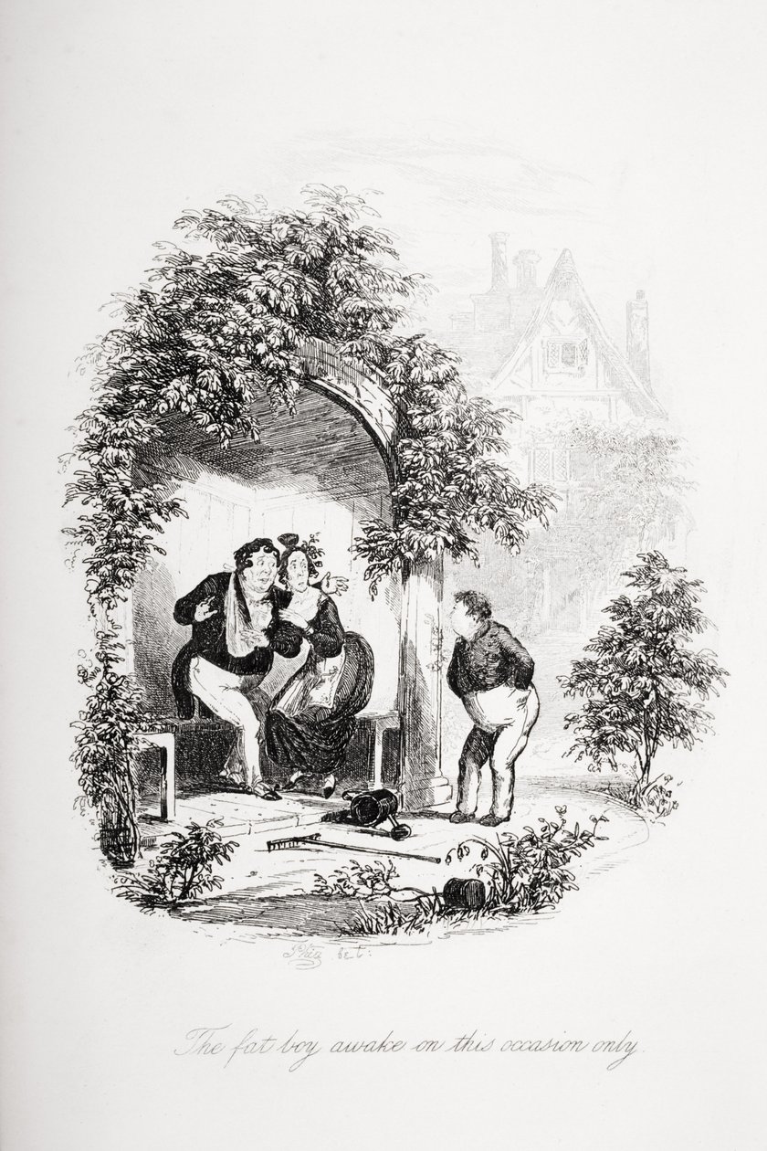 Den tjocke pojken vakna endast vid detta tillfälle, illustration från `The Pickwick Papers