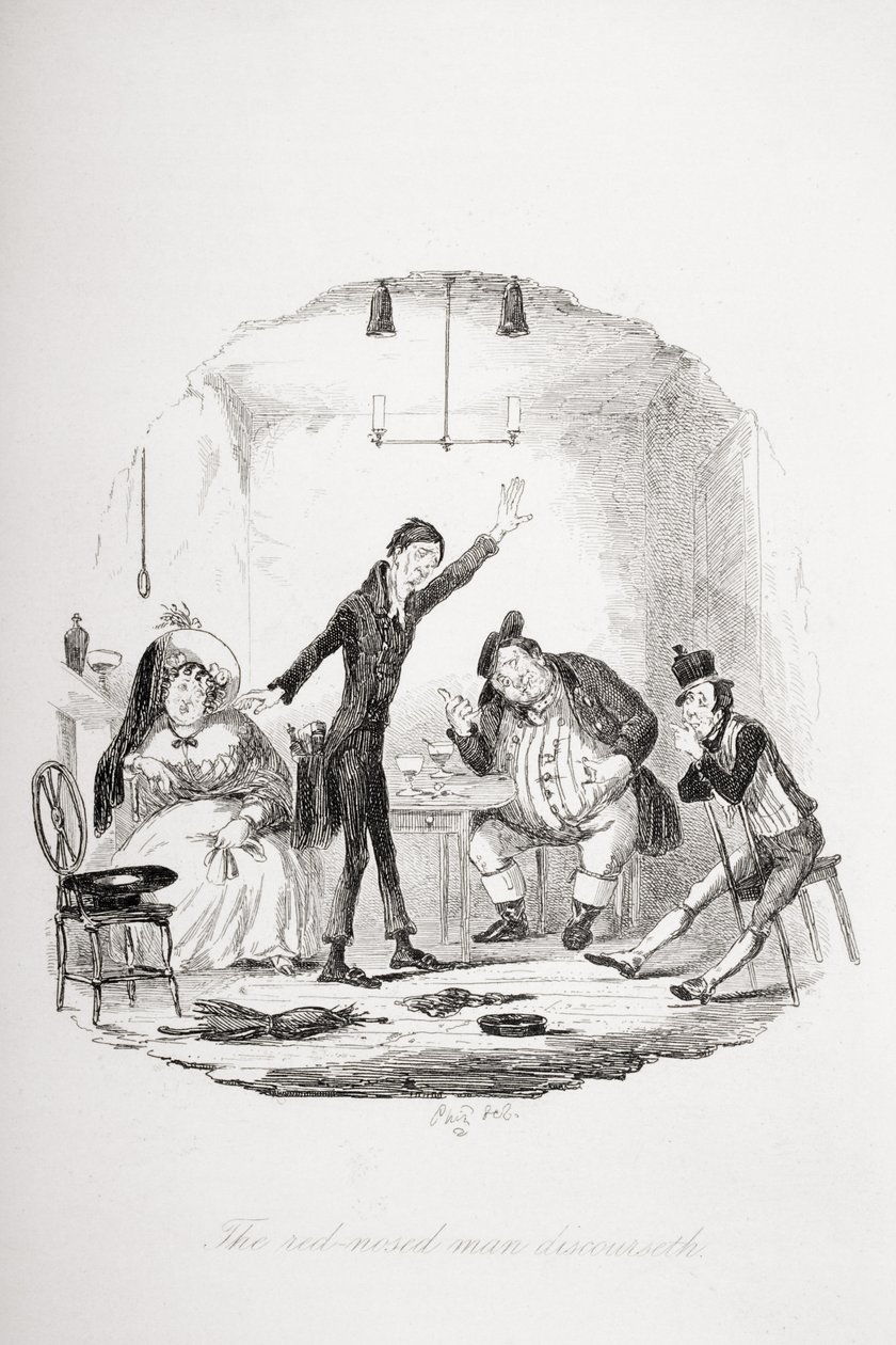Den rödnäsade mannen talar, illustration från `The Pickwick Papers
