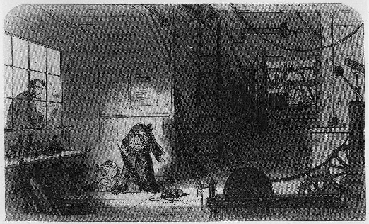 Visitors at the Works, illustration från "Little Dorrit" av Charles Dickens, 1857 av Hablot Knight Browne