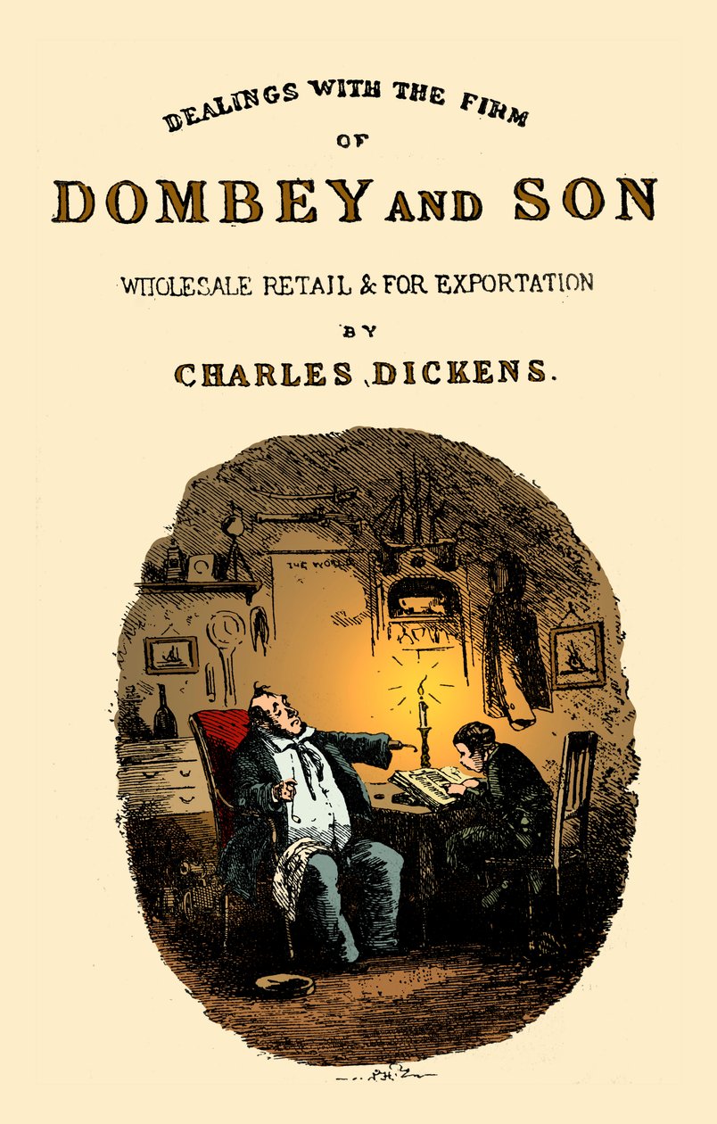 Dombey & Son av Charles Dickens. Titelsida av Hablot Knight Browne