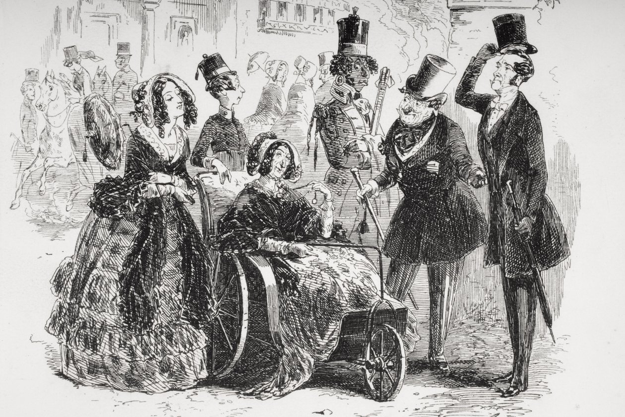 Major Bagstock är glad över att få den möjligheten, illustration från "Dombey and Son" av Charles Dickens (1812-70) publicerad först 1848 (detalj av 259260) av Hablot Knight Browne