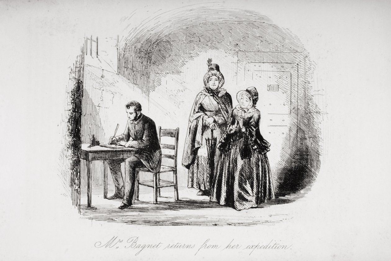 Mrs. Bagnet återvänder från sin expedition, illustration från 