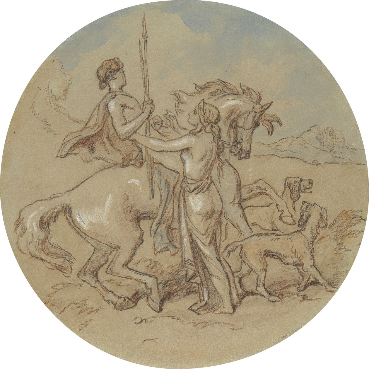 En av arton mönster för en serie plattor som illustrerar Venus och Adonis av Hablot Knight Browne