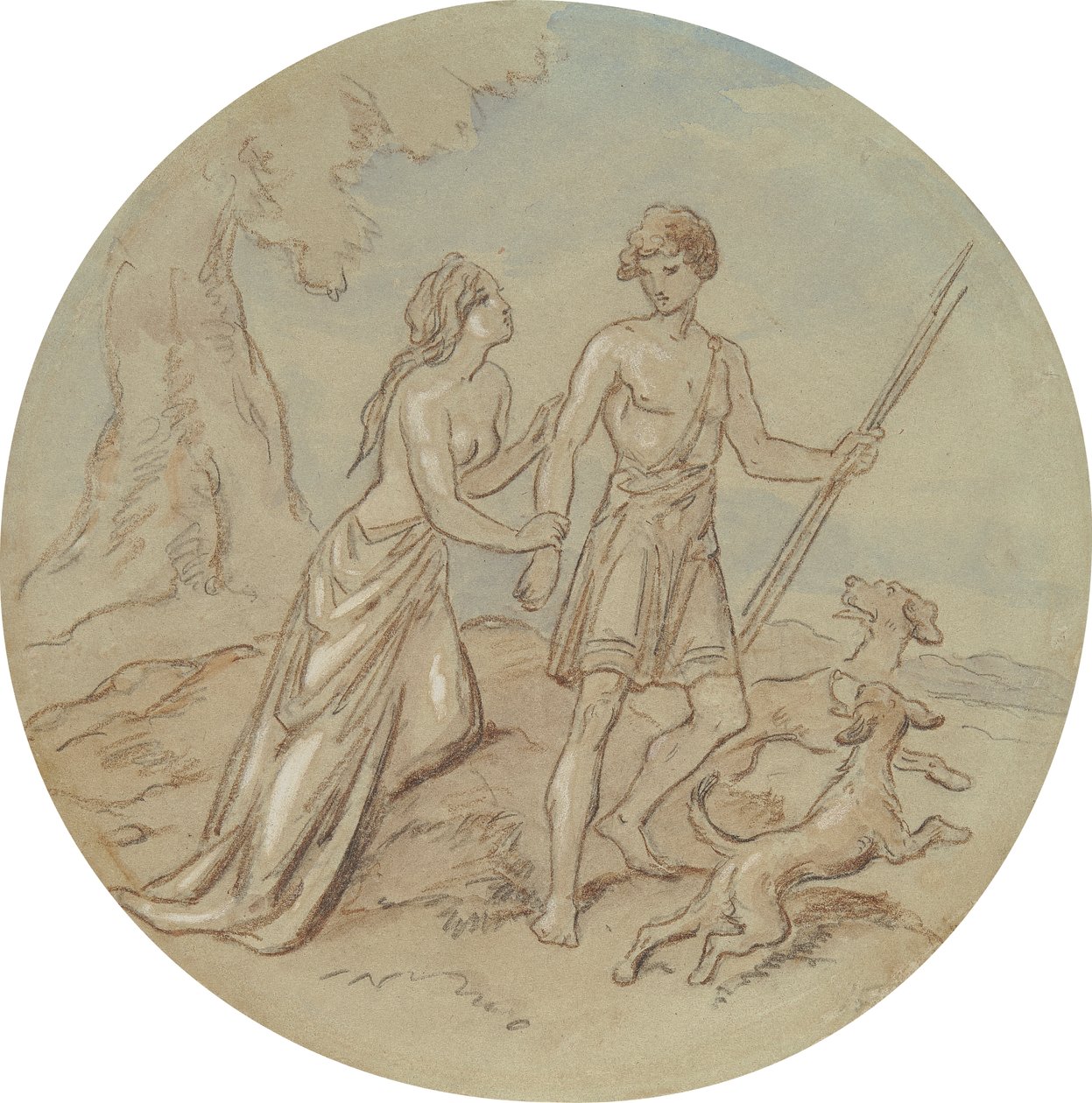 En av arton mönster för en serie plattor som illustrerar Venus och Adonis av Hablot Knight Browne