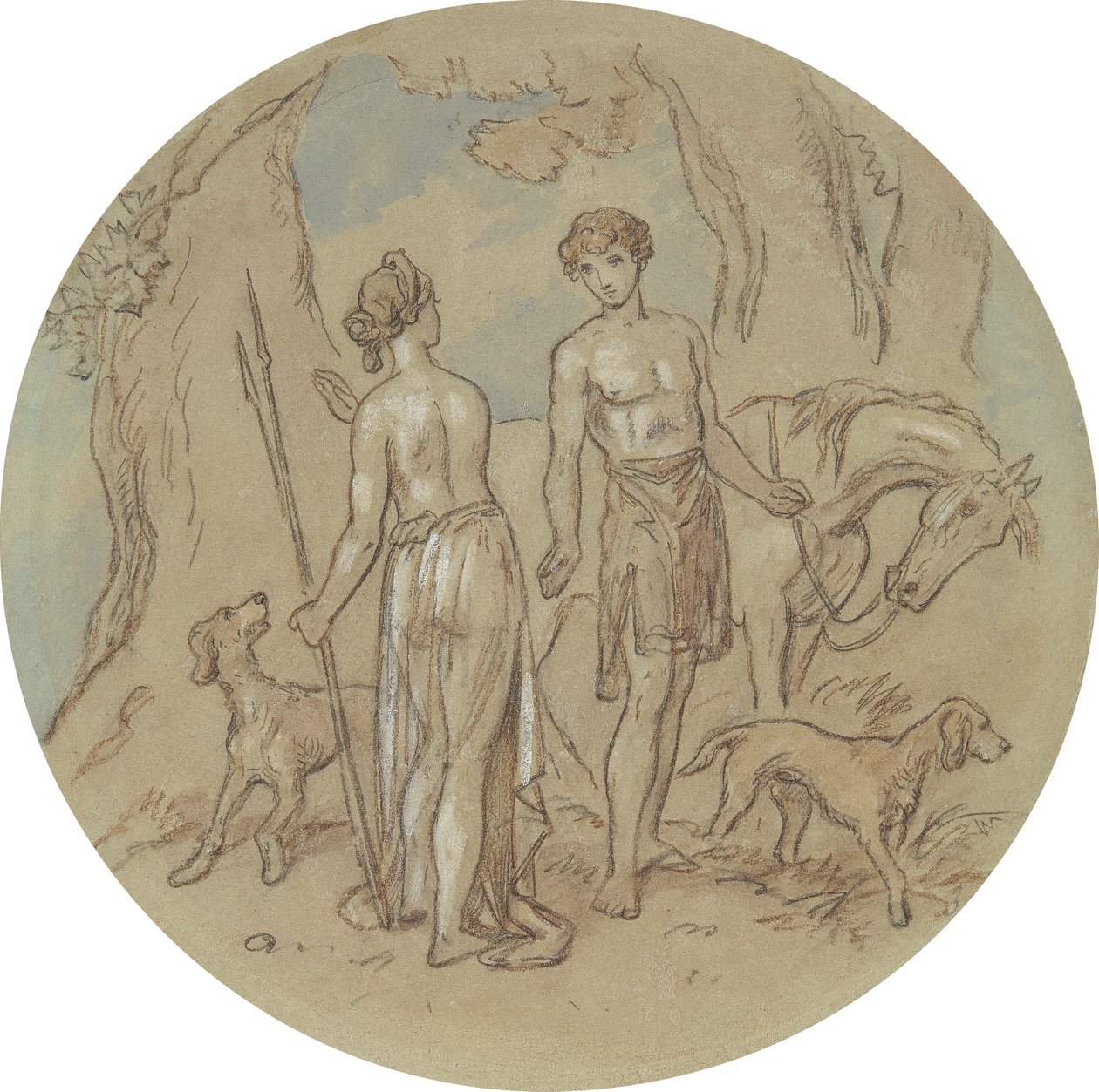 En av arton mönster för en serie plattor som illustrerar Venus och Adonis av Hablot Knight Browne