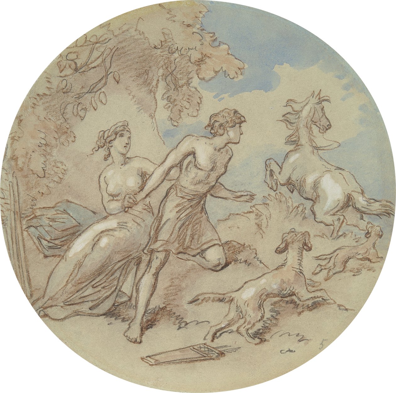 En av arton mönster för en serie plattor som illustrerar Venus och Adonis av Hablot Knight Browne