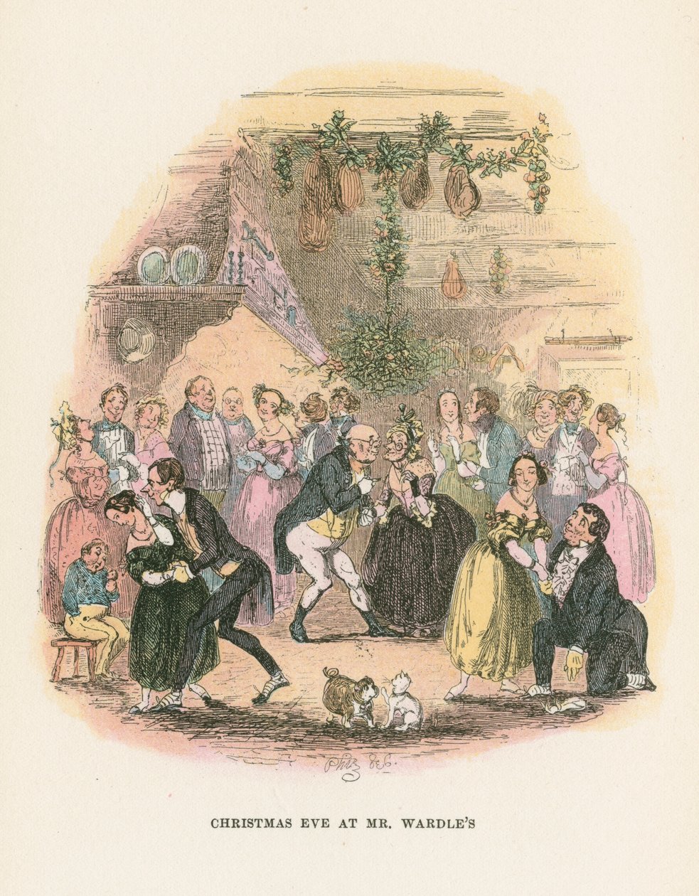 Scen från The Posthumous Papers of the Pickwick Club av Charles Dickens, 1836-1837 av Hablot Knight Browne