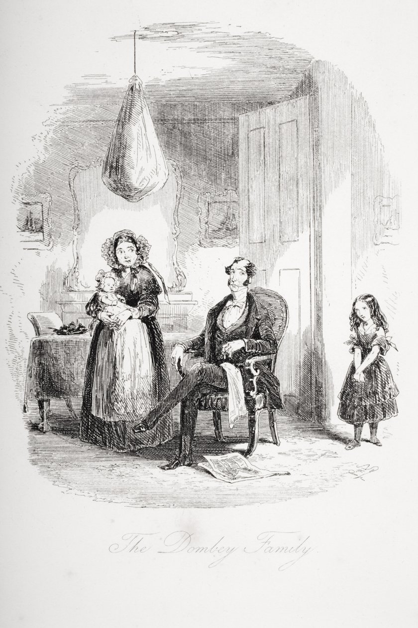 Familjen Dombey, illustration från Dombey and Son av Charles Dickens (1812-70) publicerades först 1848 av Hablot Knight Browne