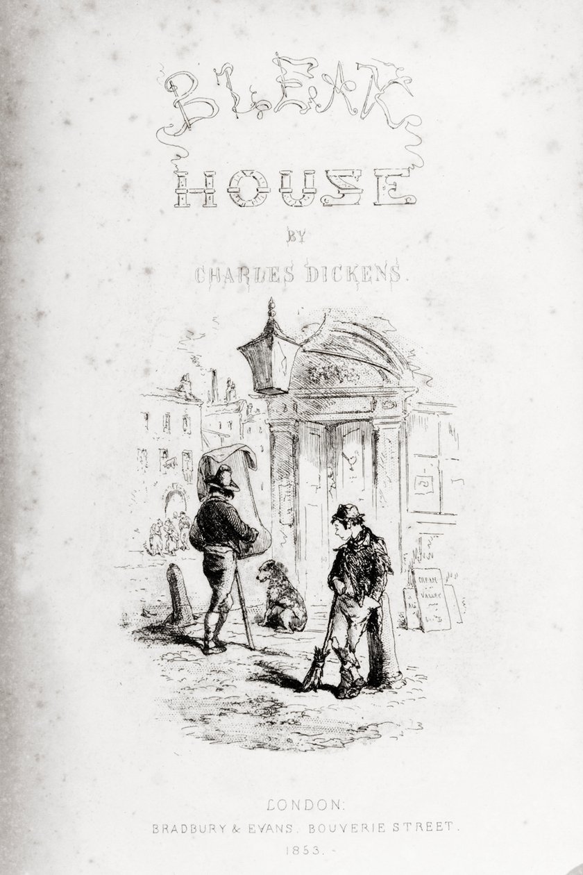 Titelsida till "Bleak House" av Charles Dickens (1812-70), utgiven 1853. av Hablot Knight Browne