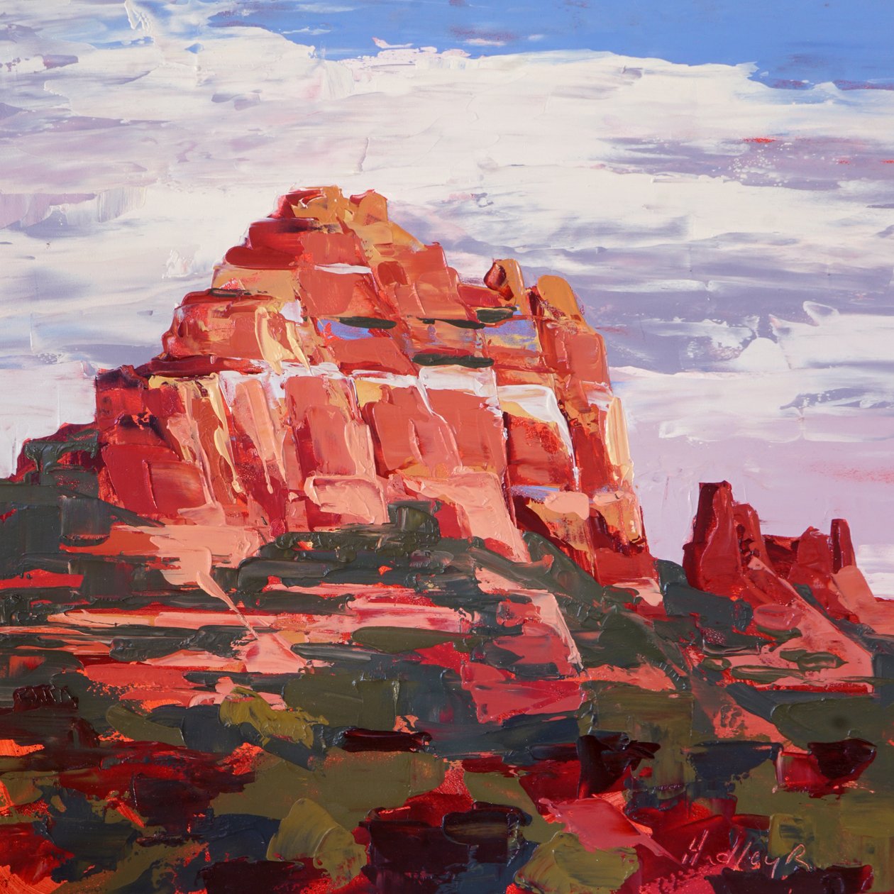 Camel Rock, Late Afternoon, Sedona, ca 2022 (olja på pannå) av Hadley Rampton