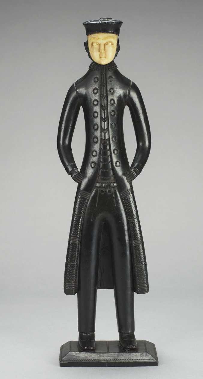 Sea Captain Figure, Queen Charlotte Islands, British Columbia, ca 1840 (argillit och elfenben) av Haida