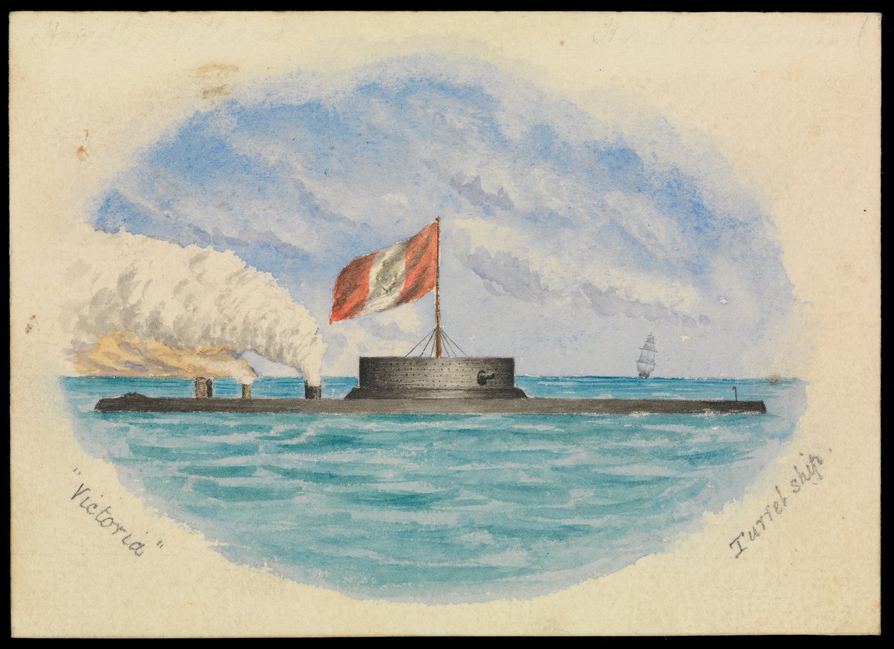 Victoria Turret fartyg, ca 1865 (akvarell) av Hamilton Williams