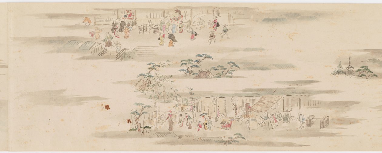 Fritidssysselsättningar och sysselsättningar under de tolv månaderna, Edo-perioden, sent 1600-tidigt 1700-tal. av Hanabusa Itcho