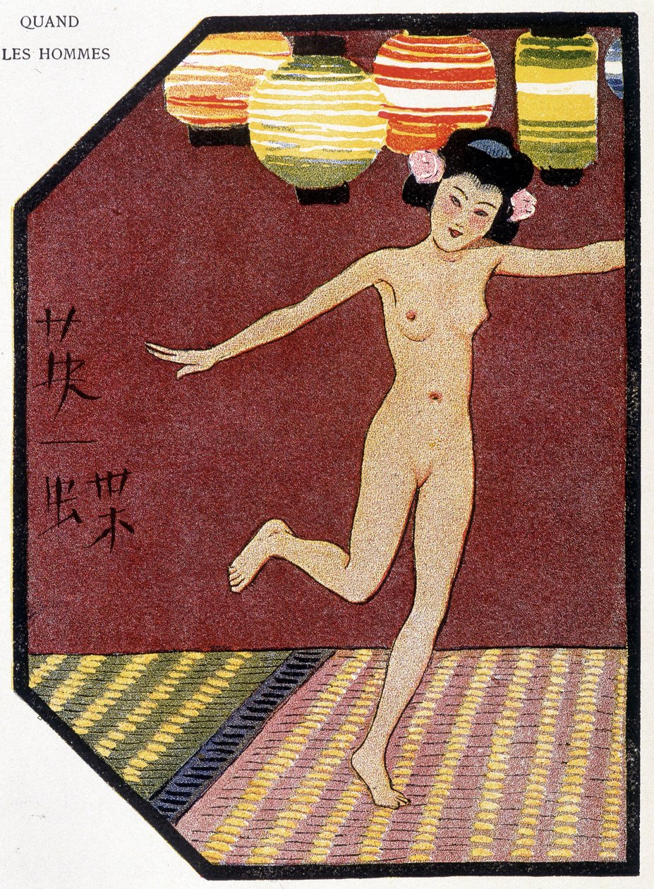 Ung japansk nakendans - i "" japansk docka"" av Félicien Champsaur, ill. Hanafusa Itcho, Paris av Hanabusa Itcho