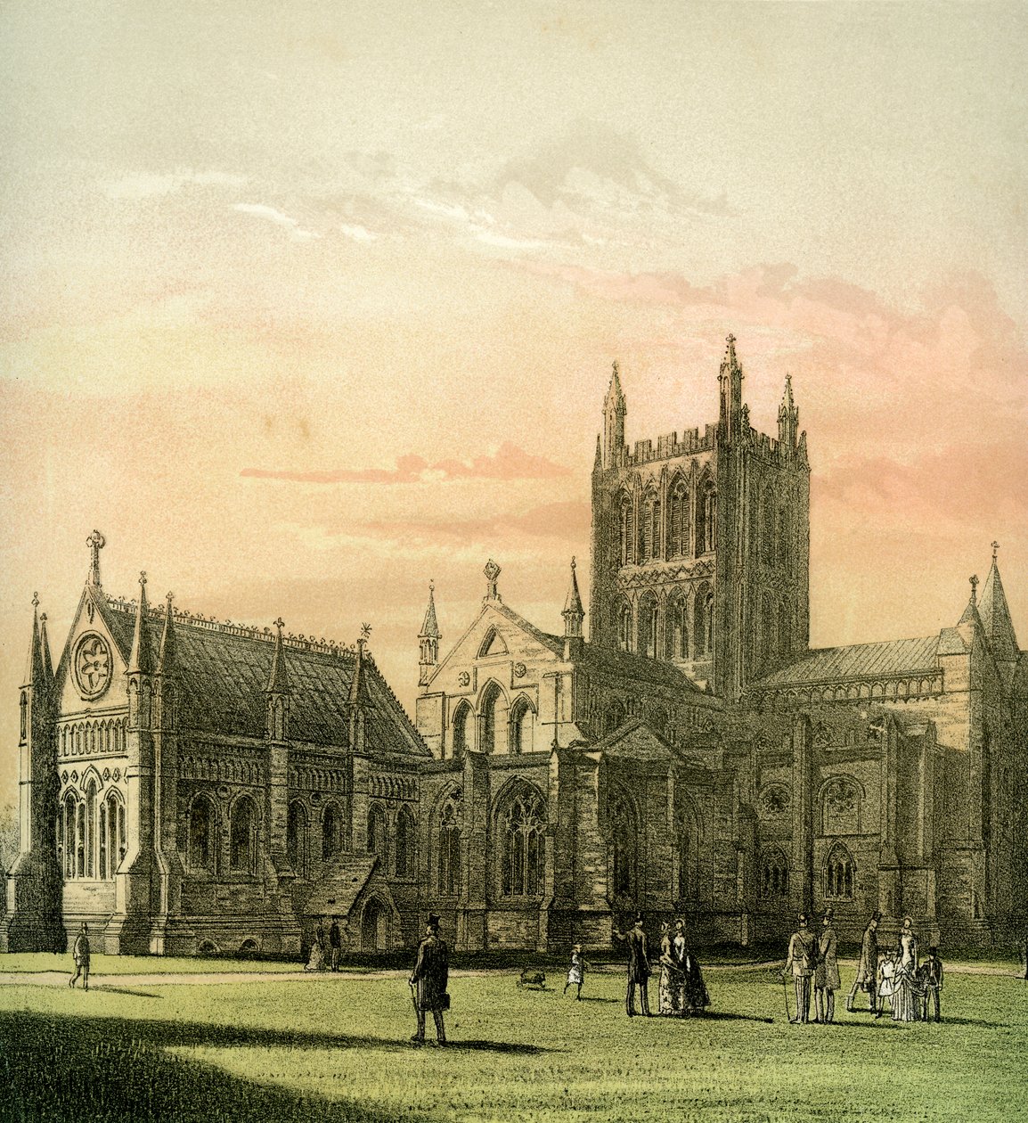 Hereford Cathedral, Herefordshire, c1870 av Hanhart