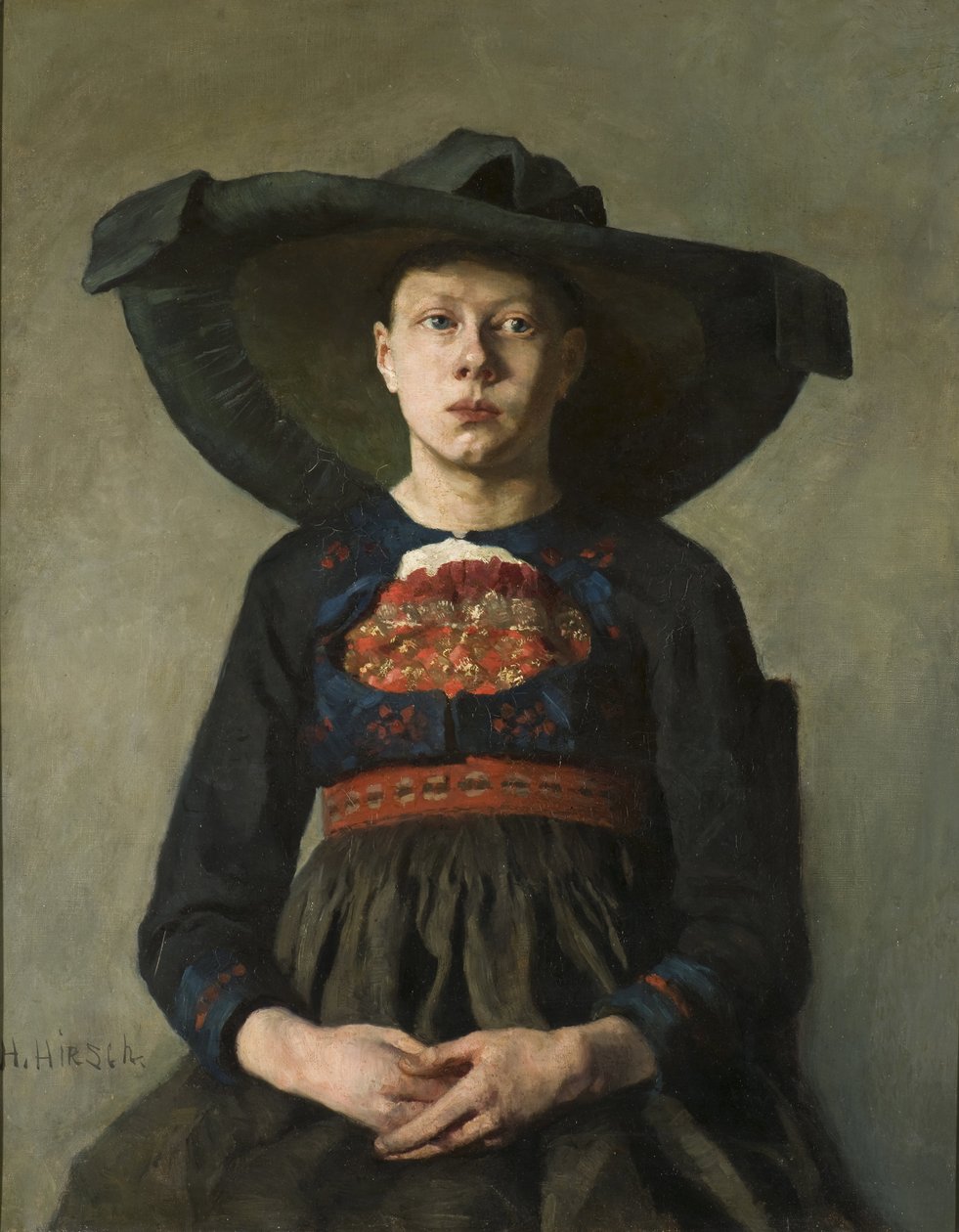 En ung bayersk bondflicka - En bayersk bondflicka, av Pauli (Hirsch-Pauli), Hanna (1864-1940). Olja på duk av Hanna Pauli