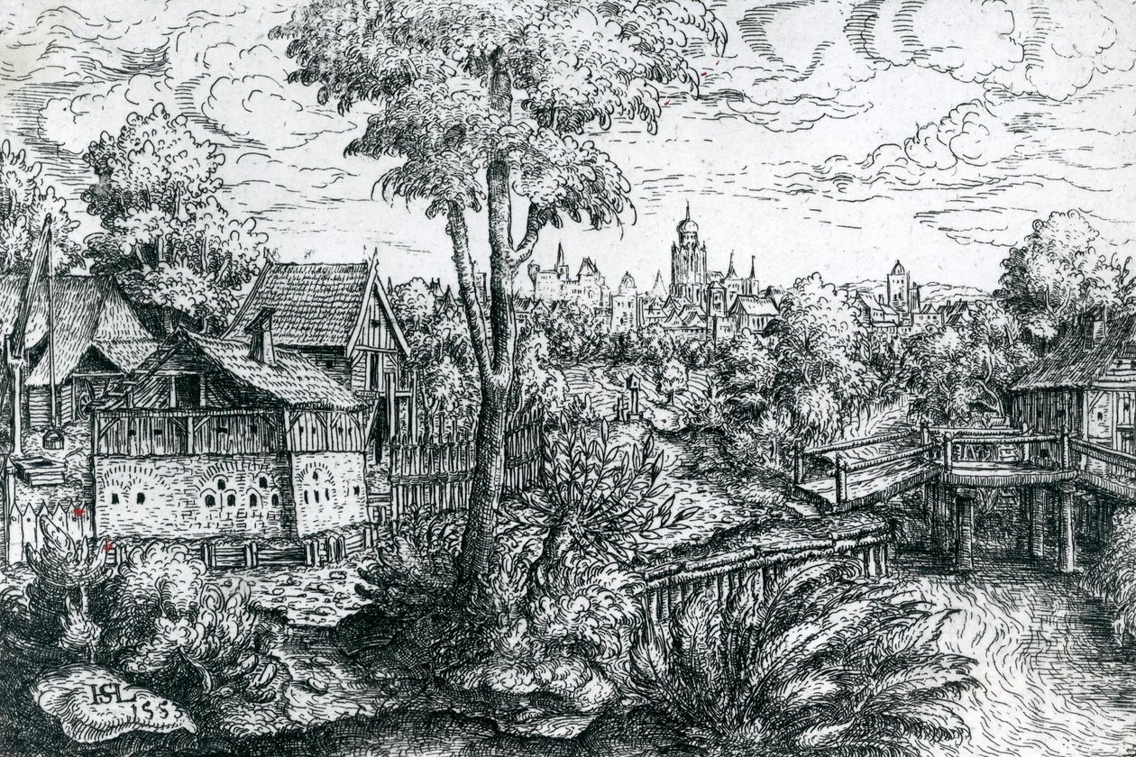 Bro vid en vattenkvarn, 1553 av Hanns Sebald Lautensack