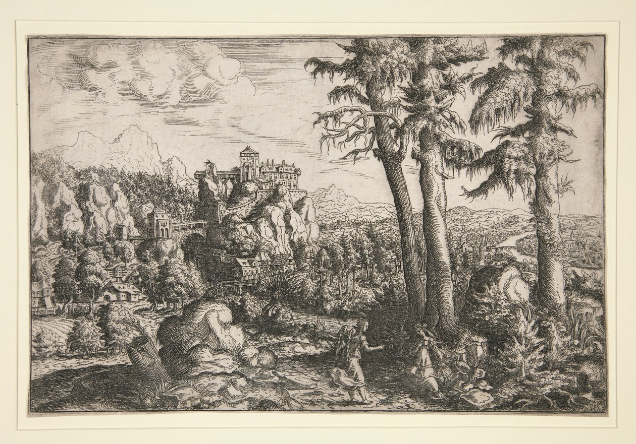 Landskap med Hagar och ängel av Hanns Lautensack