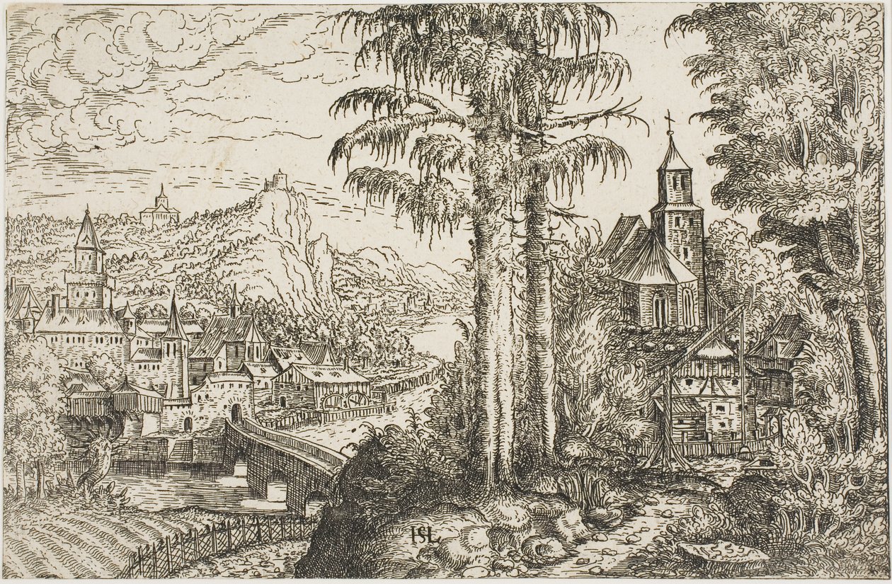 Landskap med en kyrka av Hanns Lautensack