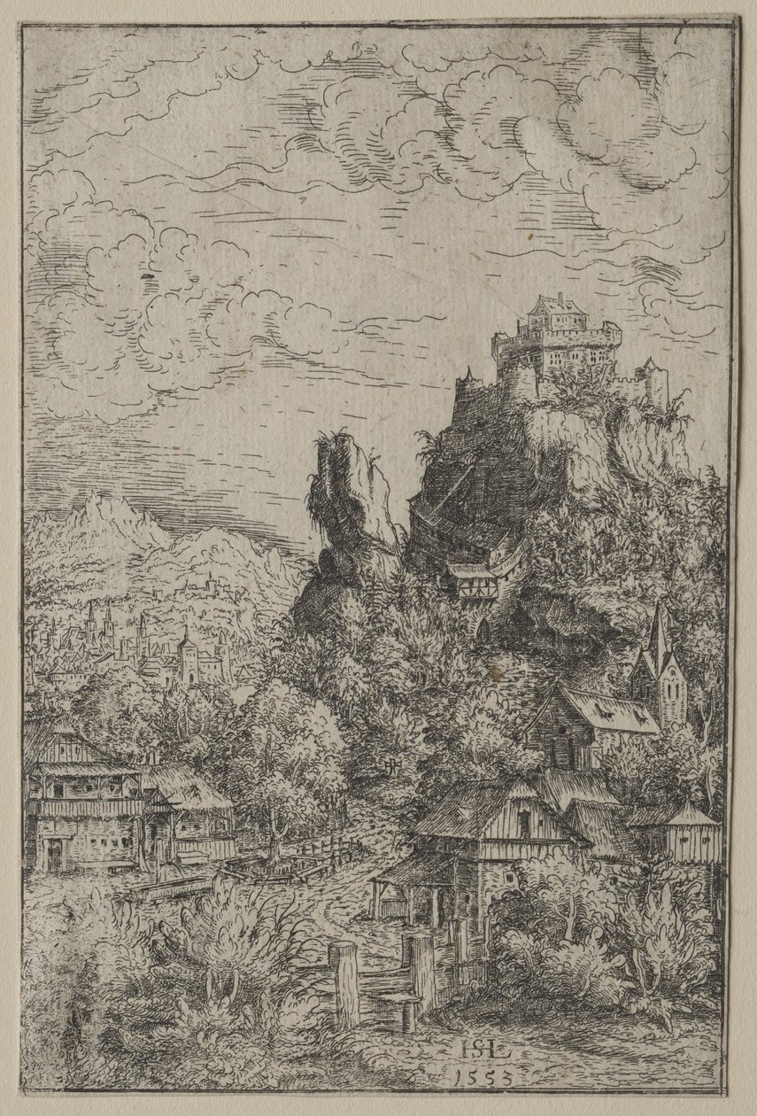 Landskap med ett slott, 1553. av Hanns Sebald Lautensack
