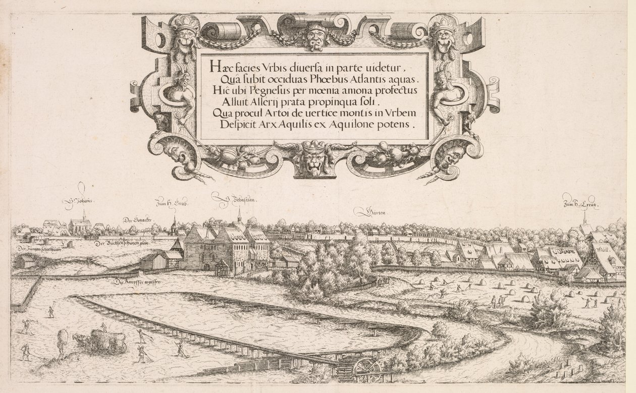 Panoramautsikt över Nürnberg: Vänster del, 1552. av Hanns Sebald Lautensack
