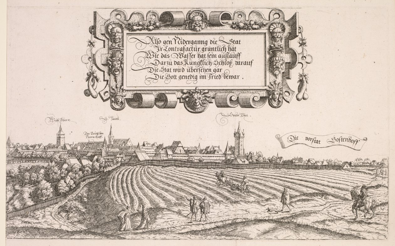 Panoramautsikt över Nürnberg: Högra delen, 1552. av Hanns Sebald Lautensack